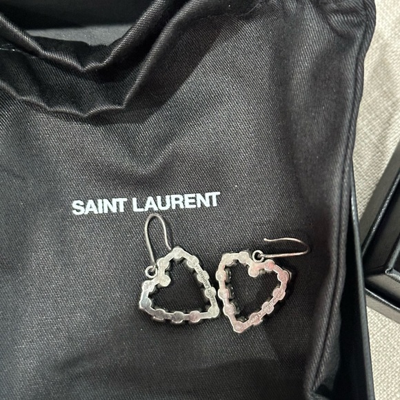 Saint Laurent Crystal Heart Drop Earrings - Picture 6 of 9